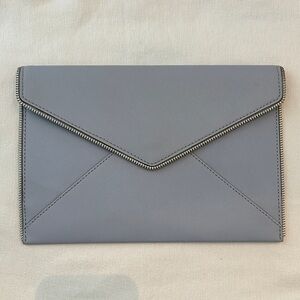 Rebecca Minkoff Genuine Leather Envelope Clutch, zipper edging, magnetic closure